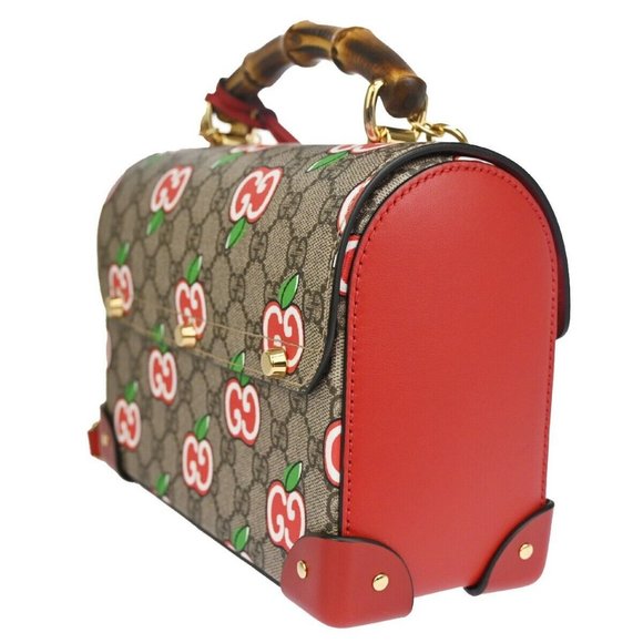 Authentic GUCCI Apple Small Bamboo 2Way Chain Shoulder Hand Bag Supreme Leather - Picture 9 of 16